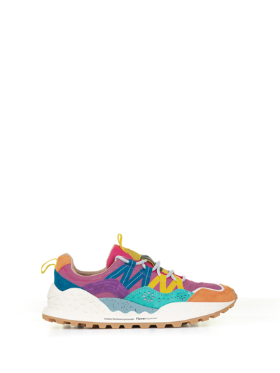 Shop Flower Mountain Multicolored Washi Sneakers In Suede And Nylon In Orange Green Pink