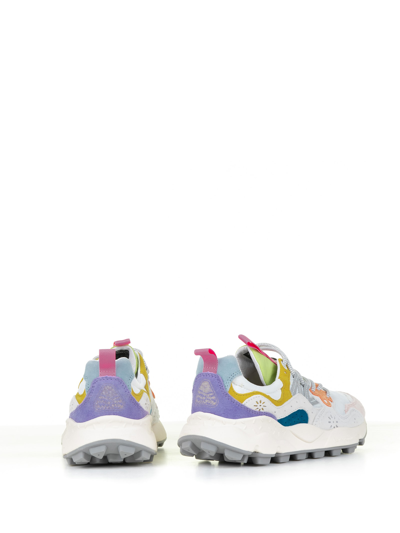 Shop Flower Mountain Multicolored Yamano Sneakers In Suede And Nylon In White Pink