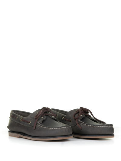 Shop Timberland Gray Leather Boat Moccasin In Medium Grey