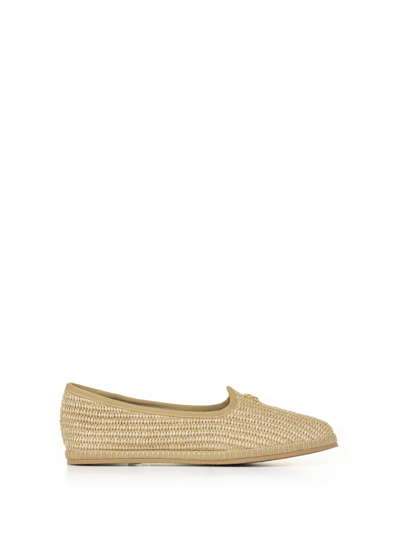 Shop Casadei Friulana Capalbio In Woven Fabric In Platino Toffee
