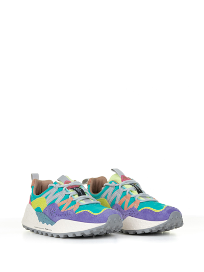 Shop Flower Mountain Multicolored Washi Sneakers In Suede And Nylon In Lilac Green