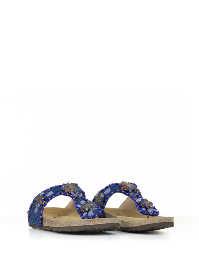 Shop Maliparmi Flip-flops With Jewelery Embroidery On Beads In Blu/beige