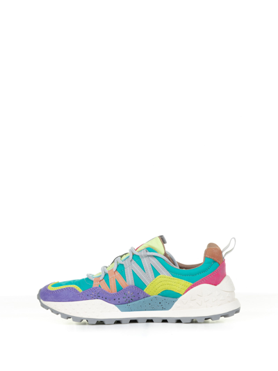 Shop Flower Mountain Multicolored Washi Sneakers In Suede And Nylon In Lilac Green