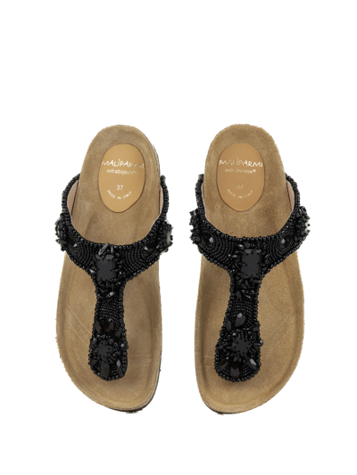 Shop Maliparmi Flip-flops With Jewelery Embroidery On Beads In Nero