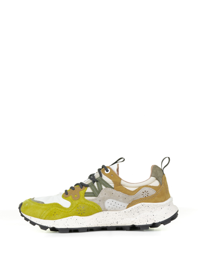 Shop Flower Mountain Yamano Orca Sneakers In Suede And Nylon In Ocher White