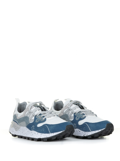 Shop Flower Mountain Yamano Blue White Sneakers In Suede And Nylon In Atlantic White