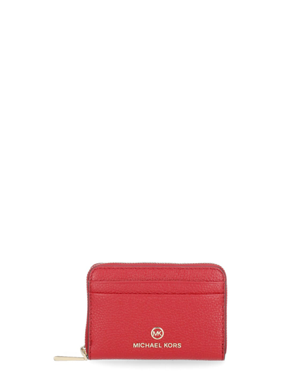Shop Michael Michael Kors Jet Set Wallet In Red