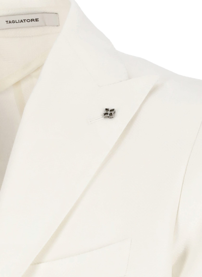 Shop Tagliatore Linen And Cotton Jacket In Ivory