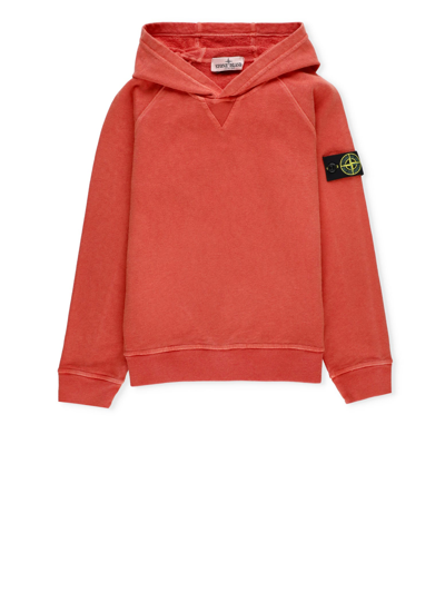 Shop Stone Island Cotton Hoodie In Red