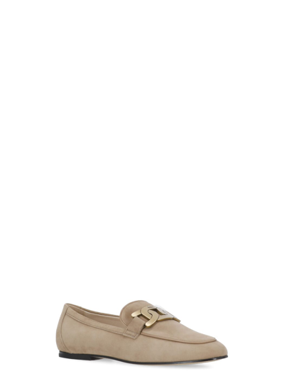 Shop Tod's Leather Loafers In Beige