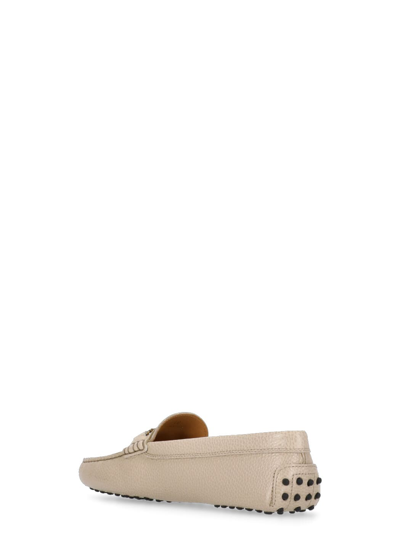 Shop Tod's Leather Loafers In Beige