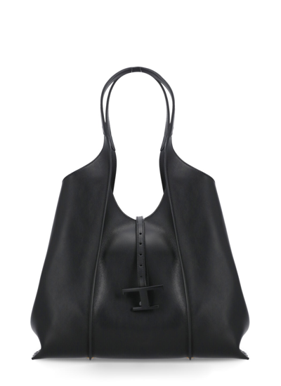 Shop Tod's Leather Shoulder Bag In Black