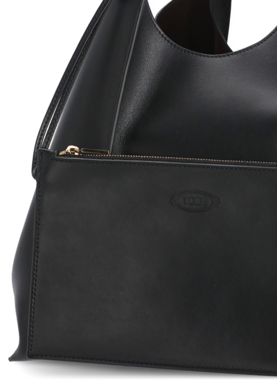 Shop Tod's Leather Shoulder Bag In Black