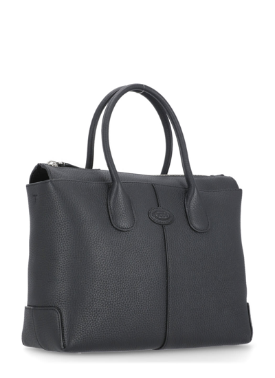 Shop Tod's Leather Shopping Bag In Black