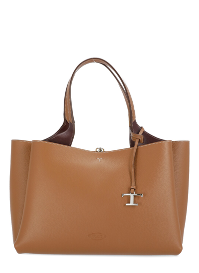 Shop Tod's Leather Shoulder Bag In Beige