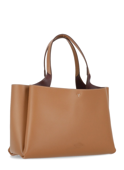Shop Tod's Leather Shoulder Bag In Beige