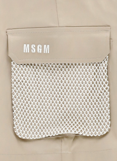 Shop Msgm Logoed Skirt In Beige