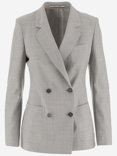 Shop Tagliatore Wool And Silk Double-breasted Jacket In Grey