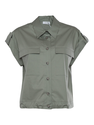 Shop Peserico Military Green Short Sleeve Shirt In Militare