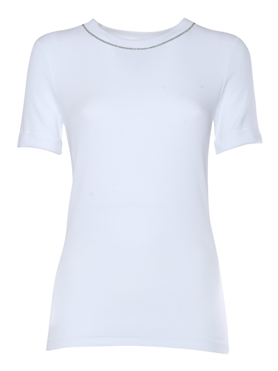 Shop Peserico White T-shirt With Lurex Detail