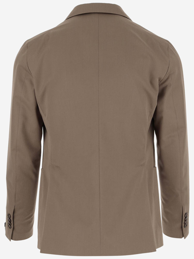 Shop Tagliatore Single-breasted Cotton And Wool Jacket In Beige