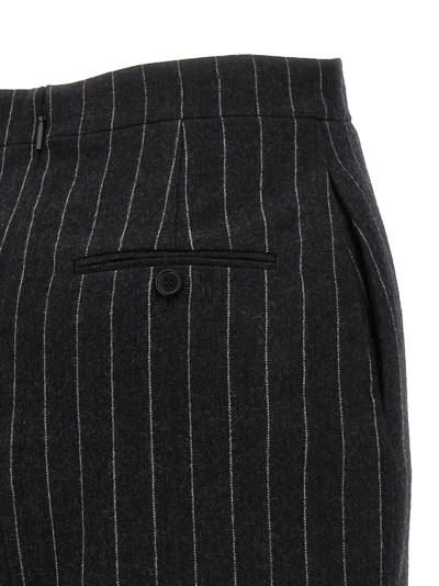 Shop Saint Laurent Pinstriped Wool Skirt In Gray