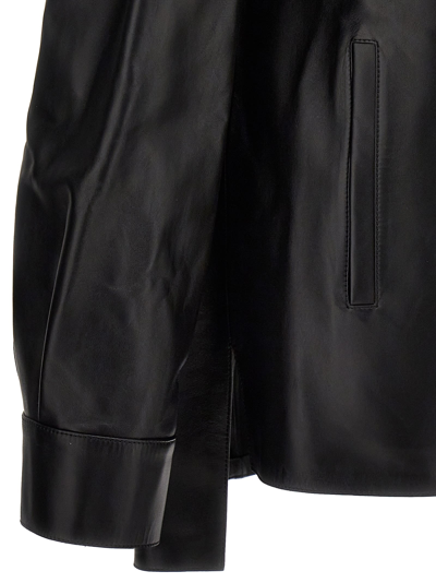 Shop Loewe Logo Leather Jacket In Black
