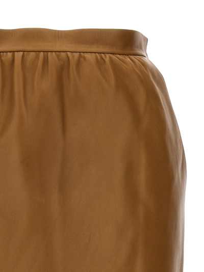 Shop Saint Laurent Leather Skirt In Brown