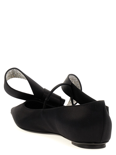 Sergio Rossi Bow Embellished Pointed Toe Ballet Flats In Black
