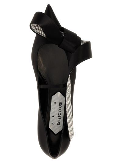 Sergio Rossi Bow Embellished Pointed Toe Ballet Flats In Black