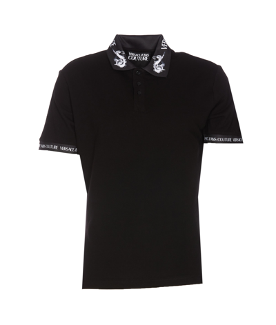 Shop Versace Jeans Couture Watercolour Couture Polo In Black
