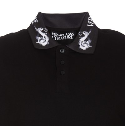 Shop Versace Jeans Couture Watercolour Couture Polo In Black