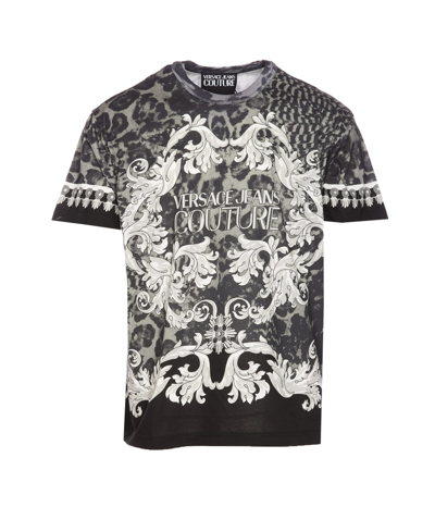 Versace Jeans Couture Graphic Animal Print Crew Neck T-shirt In Black