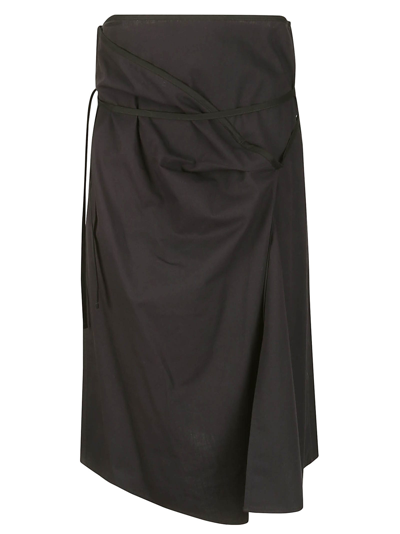 Shop Lemaire Asymmetrical Tied Skirt In Midnight Indigo
