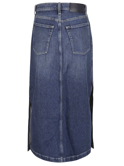 Shop 7 For All Mankind Midi Denim Skirt Wayne With Side Slits In Mid Blue