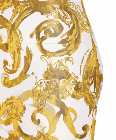 Shop Versace Jeans Couture Watercolor Baroque Dress In Golden