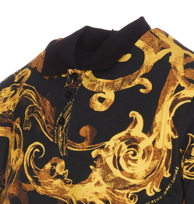 Shop Versace Jeans Couture Polo Couture Print In Black