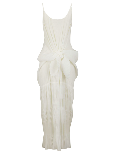 Shop Jw Anderson Knot Front Long Dress In Off White