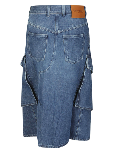 Shop Jw Anderson Cargo Pocket Midi Skirt In Blue