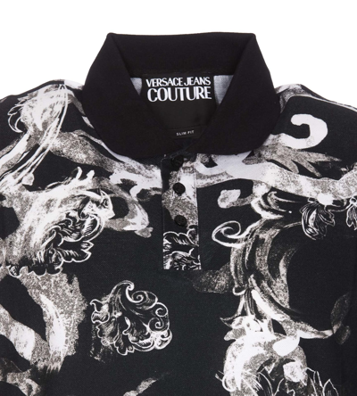 Shop Versace Jeans Couture Polo Watercolour Couture In Black
