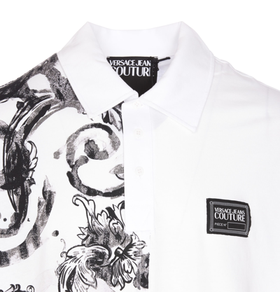 Shop Versace Jeans Couture Watercolor Couture Polo In White