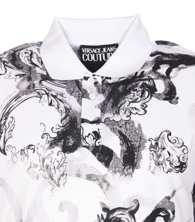 Shop Versace Jeans Couture Polo Watercolour Couture In White