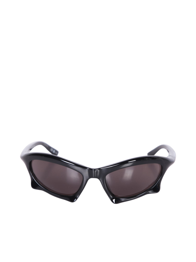 Shop Balenciaga Bat Rectangle Black Sunglasses