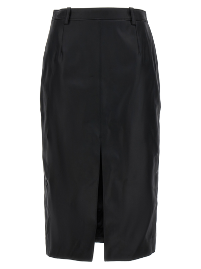 Shop Saint Laurent Shiny Gabardine Skirt In Black