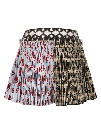 Shop Chopova Lowena Taffeta Mini Carabiner Skirt In Brown And Pink