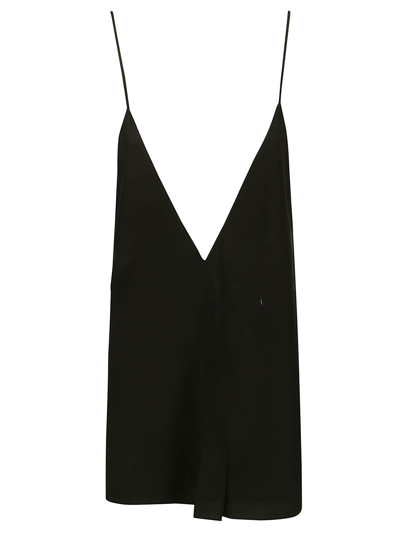Shop Totême Double-halter Silk Top In Black