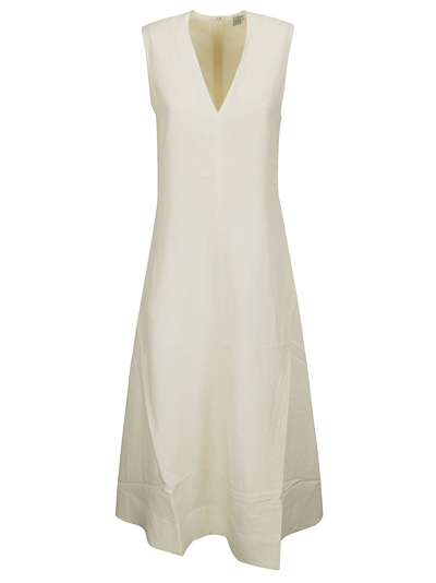 Shop Totême Fluid V-neck Dress In Off White