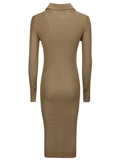 Shop Wild Cashmere Ribbed Long Dress In Taupe