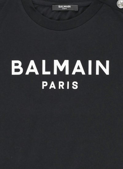 Shop Balmain Cotton T-shirt With Logo In Black