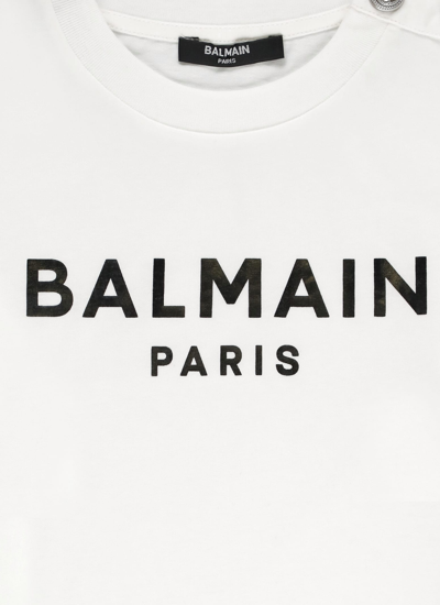 Shop Balmain Cotton T-shirt With Logo In White